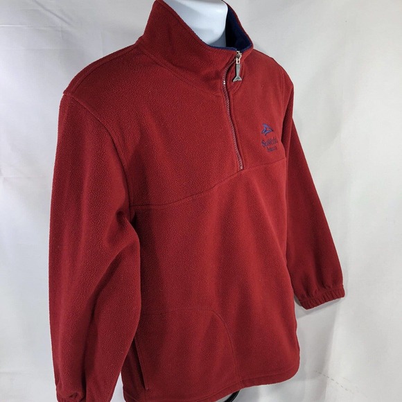 Vintage Shamu SEAWORLD 1/4 Zip Pullover Red Size 14/16 S/M Long Sleeve High Neck - Picture 5 of 11